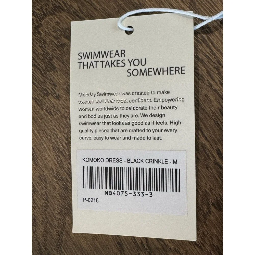 NWT Monday Swimwear Kokomo Crinkle Dress Black Keyhole Back Button cover-up - Picture 4 of 7